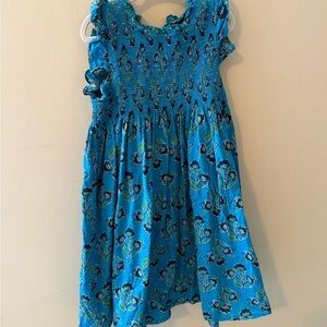 French Connection Youth Girls Cotton Smocked Ruffleneck Lined Dress size 7 8